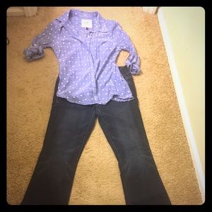 American Eagle Jeans & Button up top